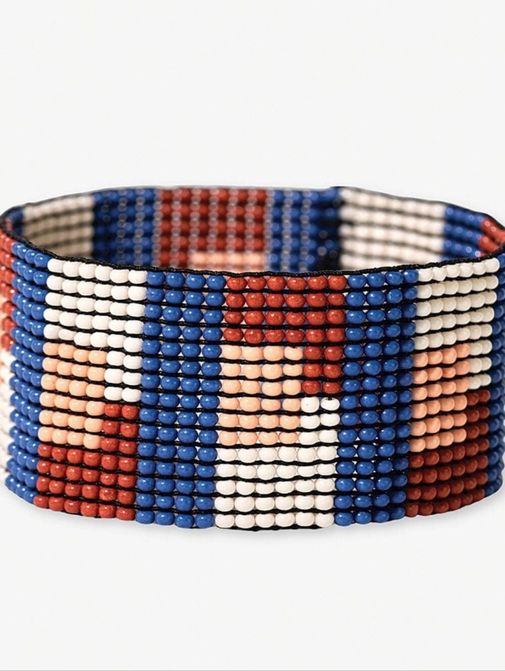 Kendall Quilted Beaded Stretch Bracelet Rust + Lapis